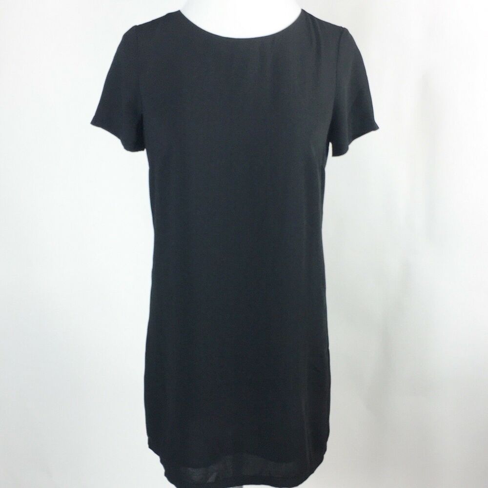 Lulus Black Dress  Small Short Sleeve LBD Exposed Zipper